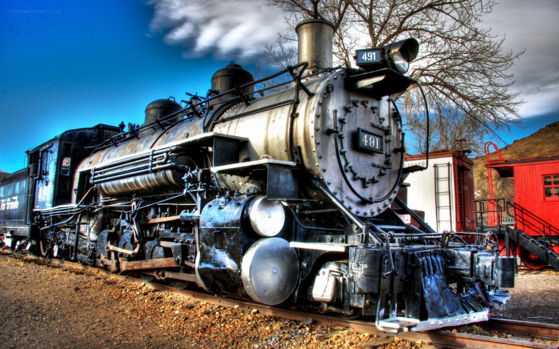Steam locomotive on display