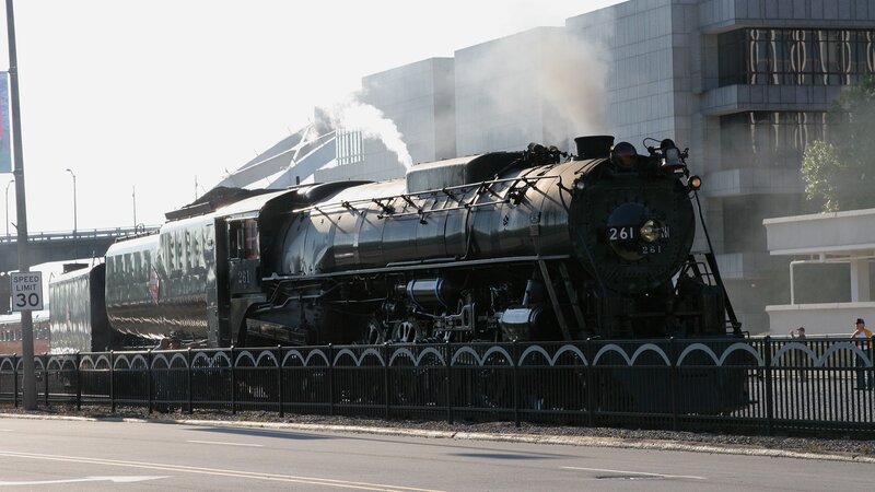 Steam locomotive on display