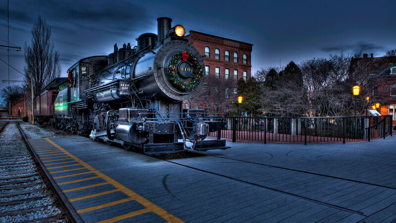 Steam Locomotive on Display — Black