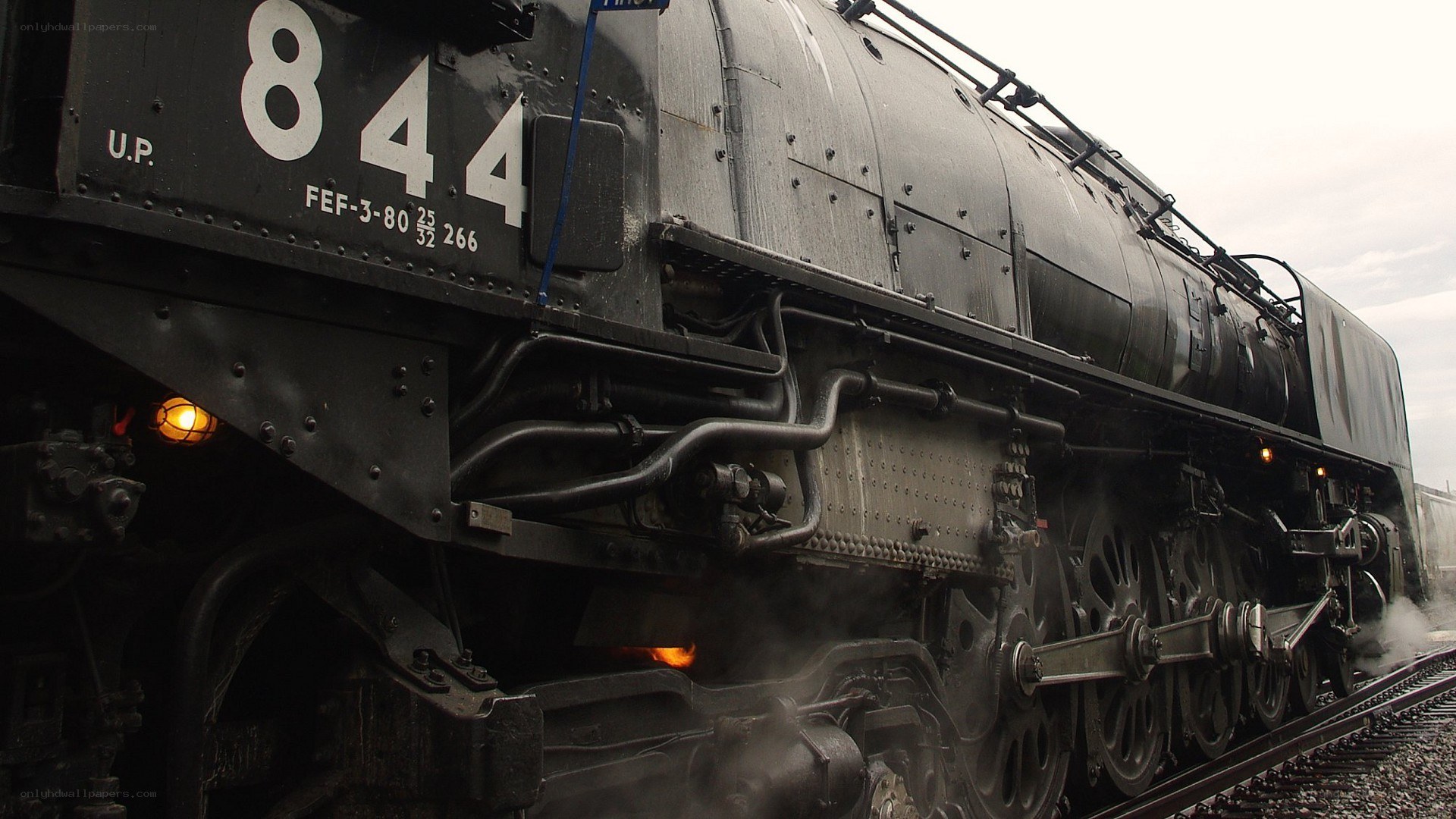 steam locomotive on tracks