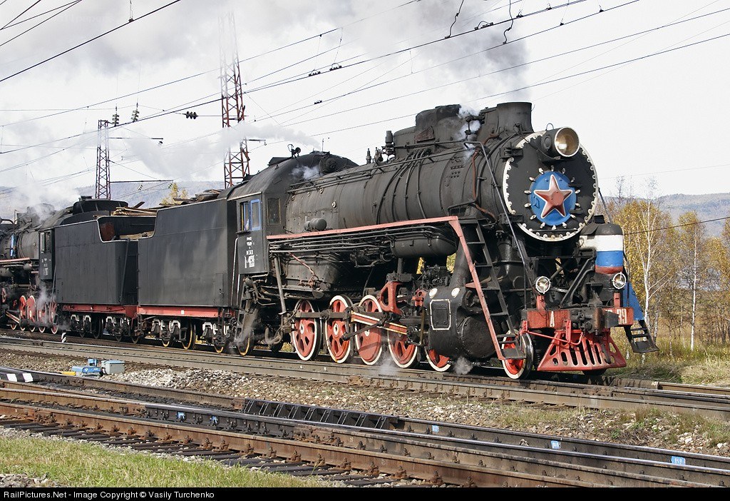 Steam locomotive on tracks