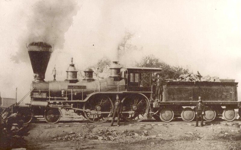 Steam Locomotive on Tracks — Black, Historical