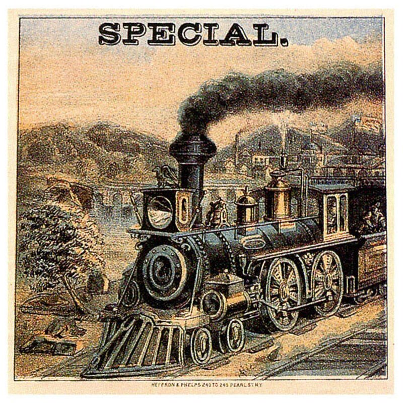 Steam Locomotive on Tracks — Black