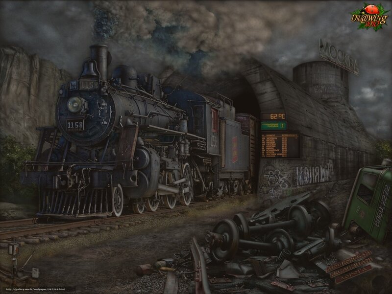 Steam Locomotive on Tracks — Gray