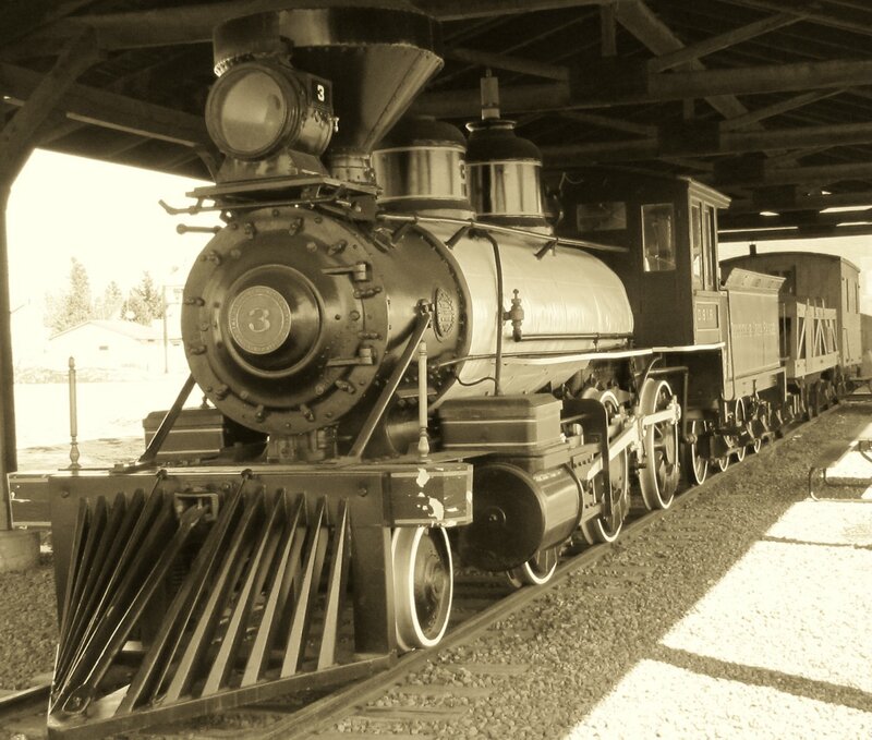 Steam Locomotive on Tracks — Sepia, Nostalgic
