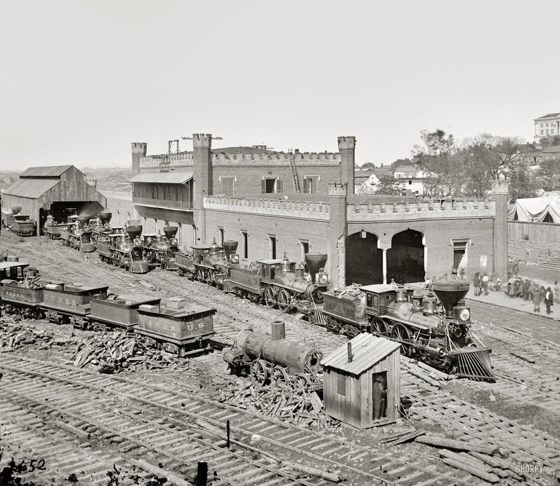 Steam Locomotives at Depot