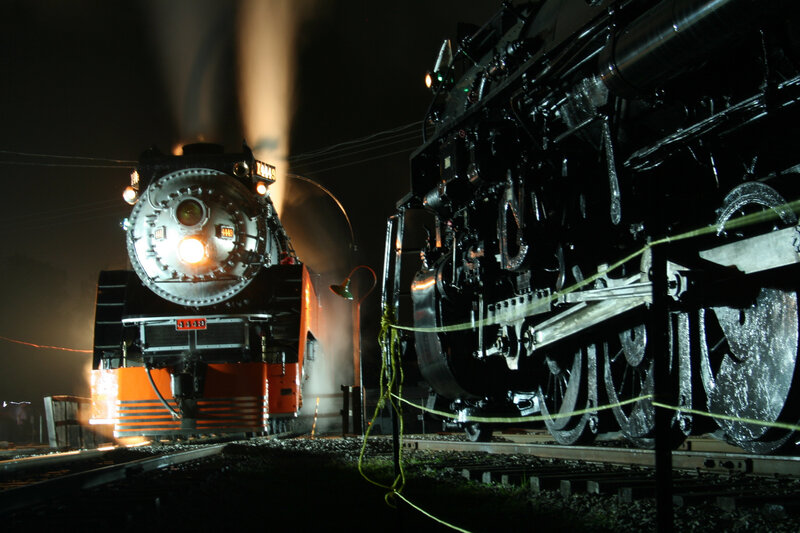 Steam Locomotives at Night — Black