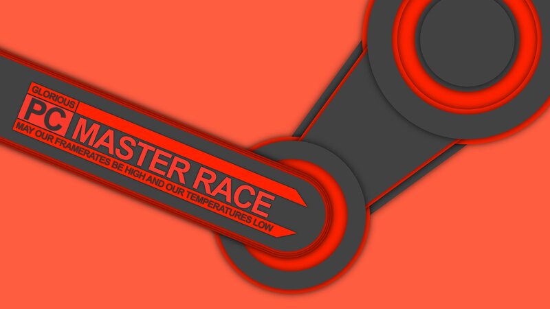 Steam Logo with Text — Red