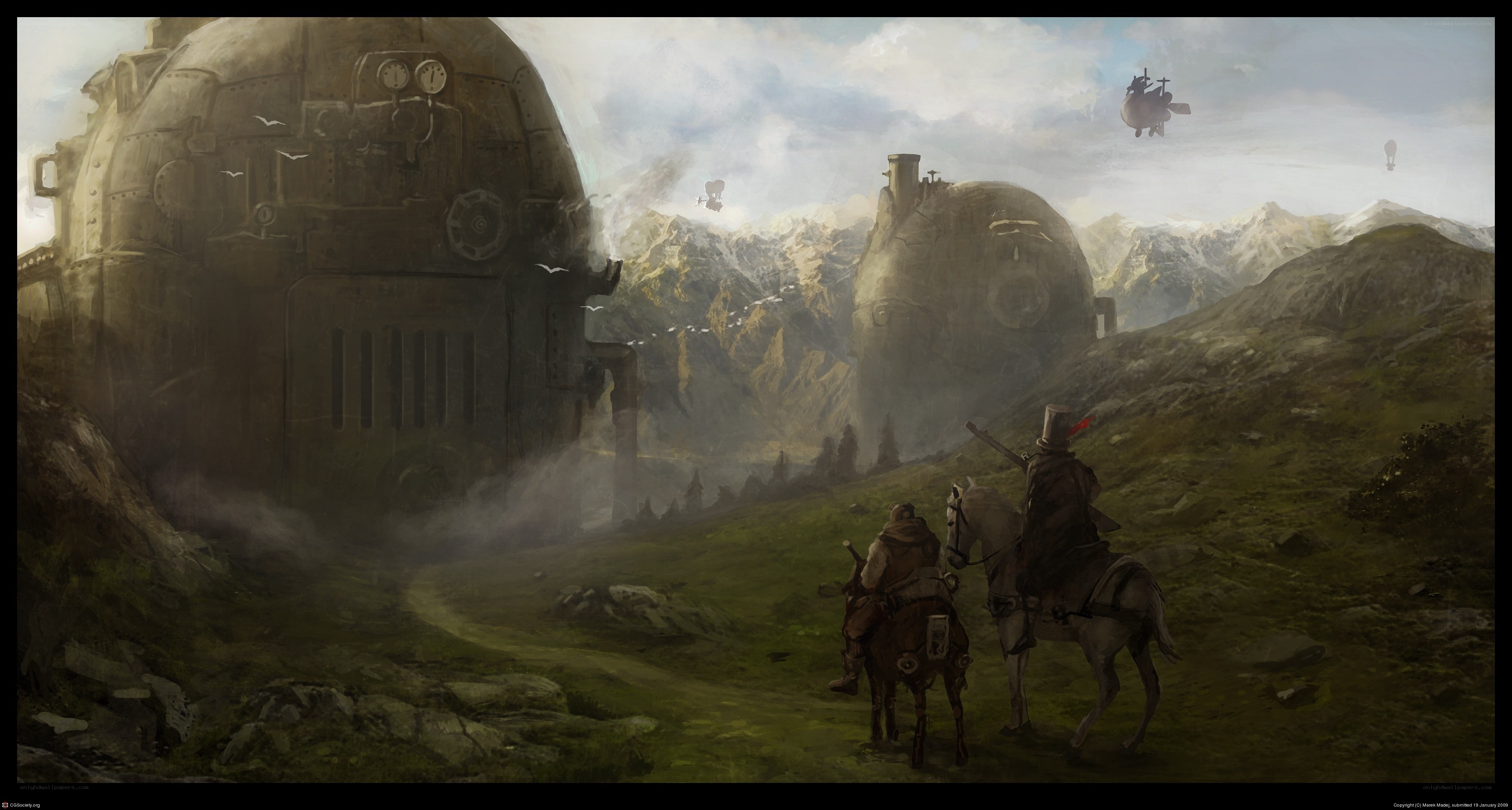 Steam-powered giants in a mountain valley
