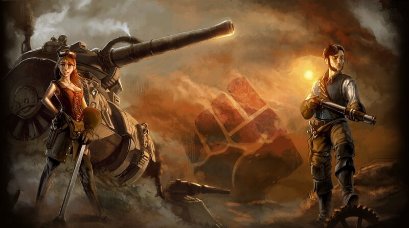 Steam punk warriors in battle
