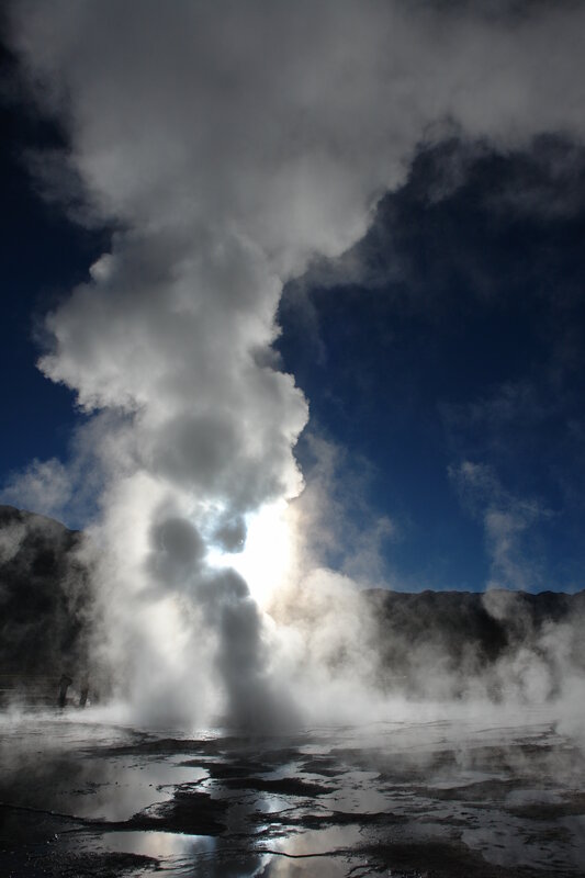 Steam rising from geothermal vents