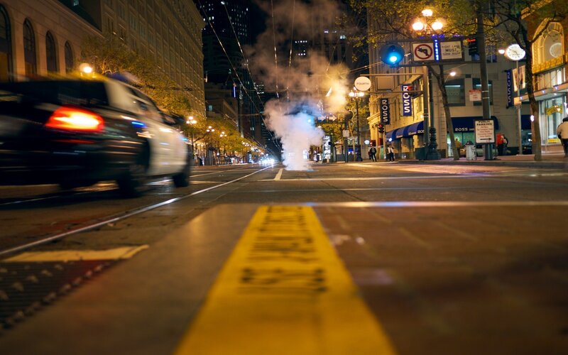 Steam Rising from Street