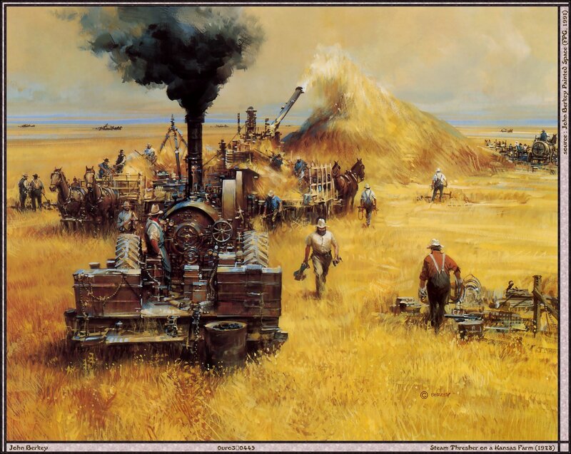 Steam Thresher on a Kansas Farm