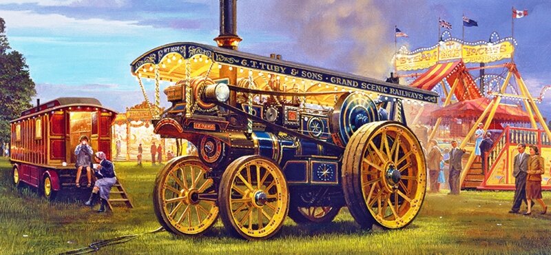 Steam Traction Engine — Blue