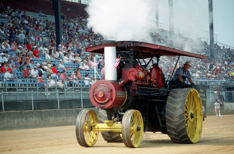 Steam tractor pulling event