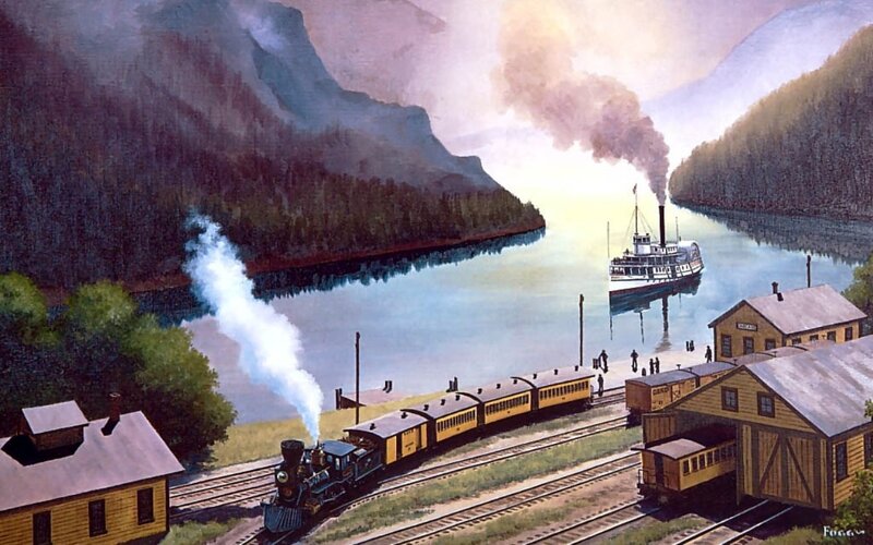 Steam Train and Riverboat