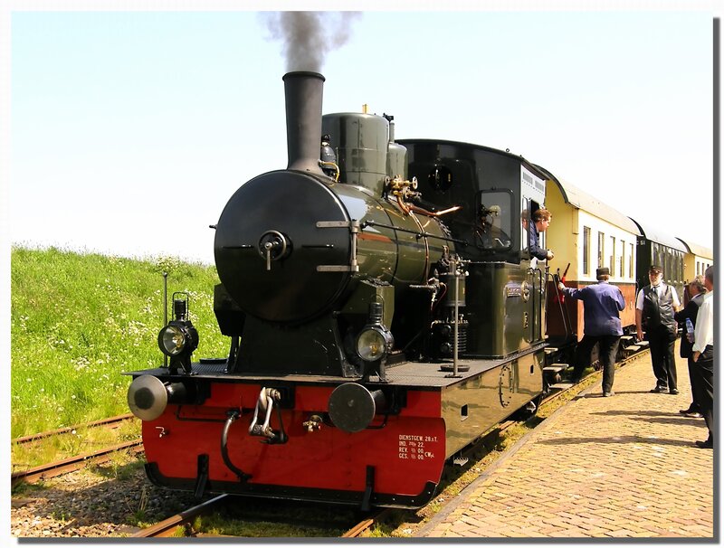 Steam train at a station