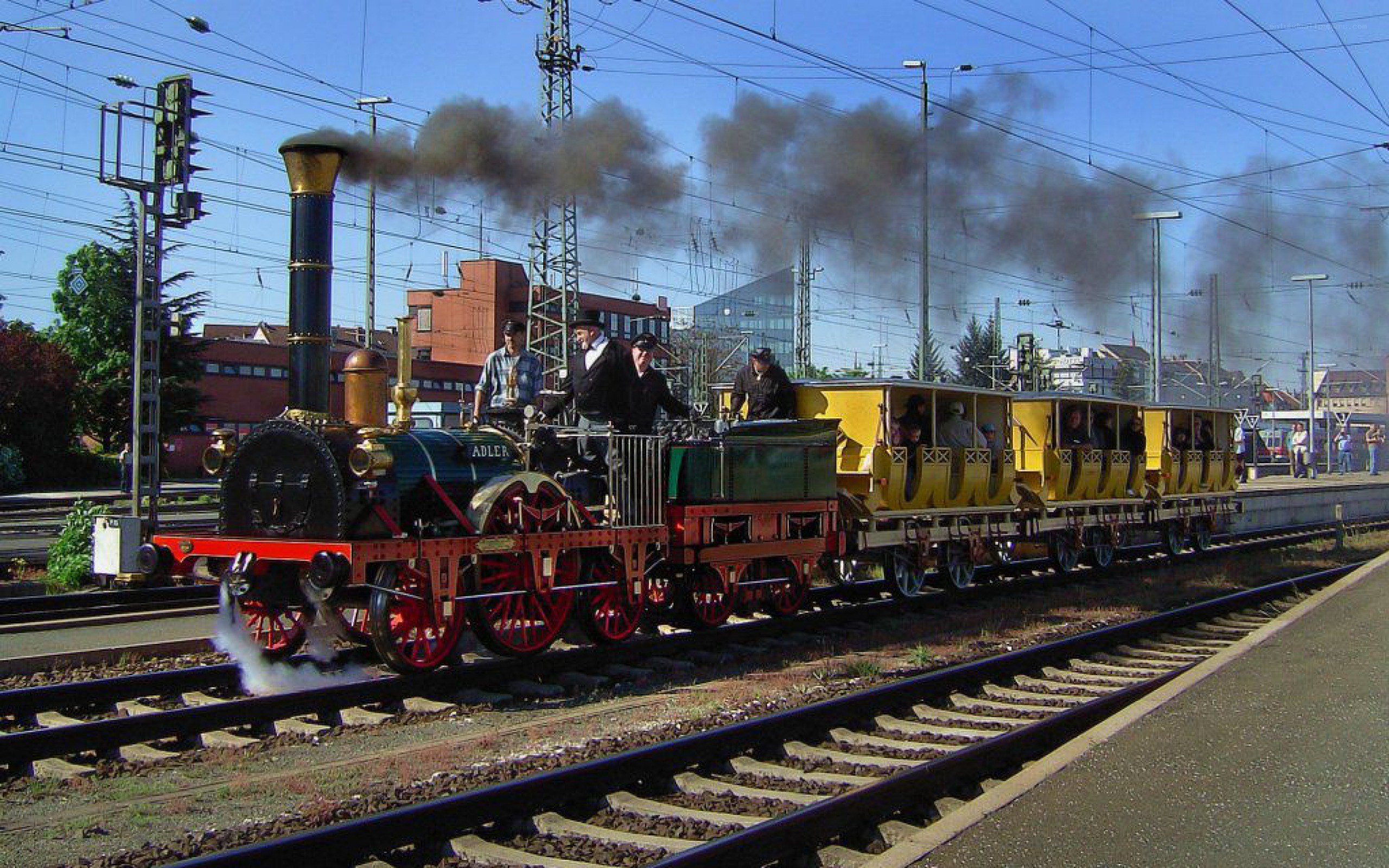 Steam train at a station