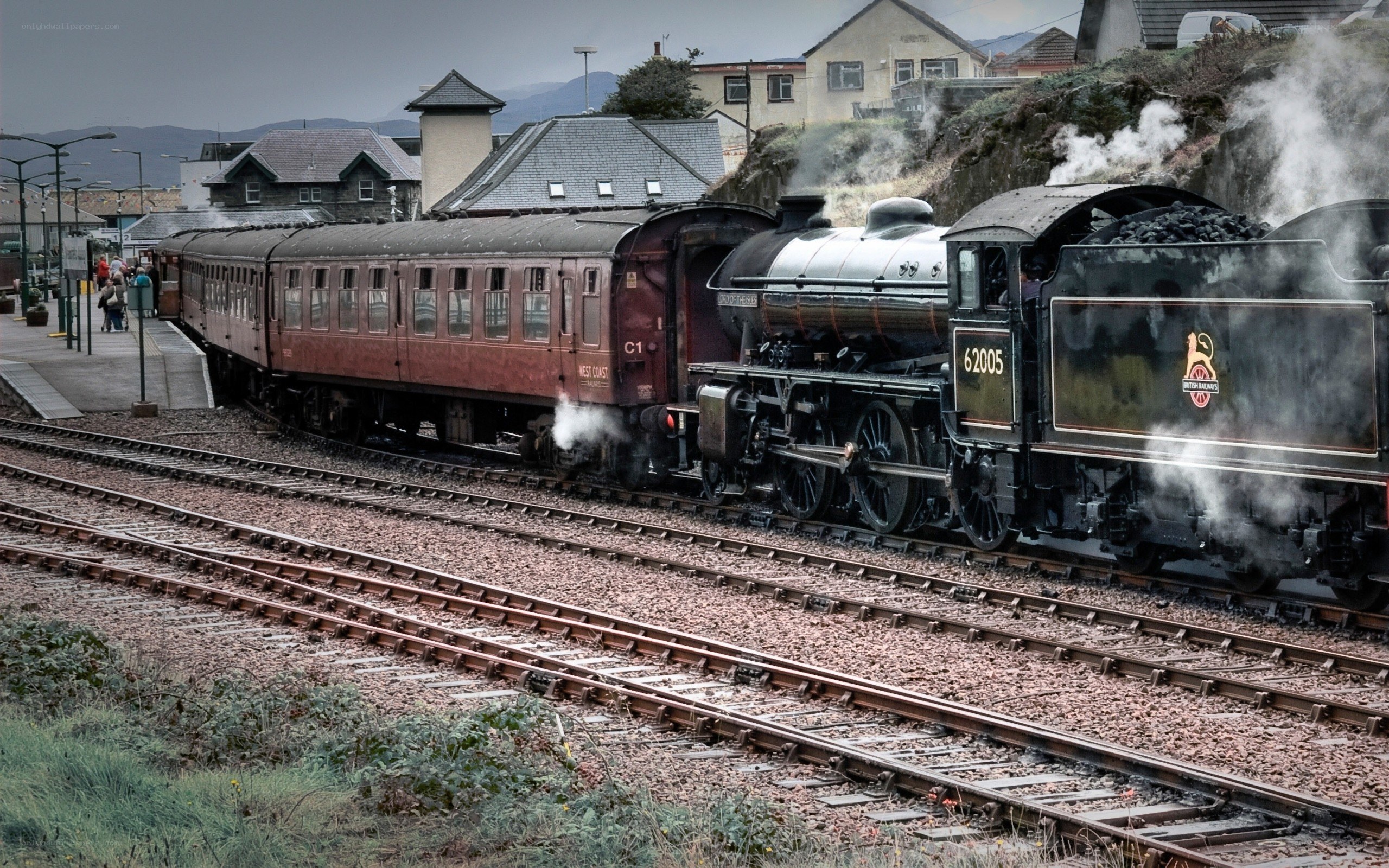 steam train at a station