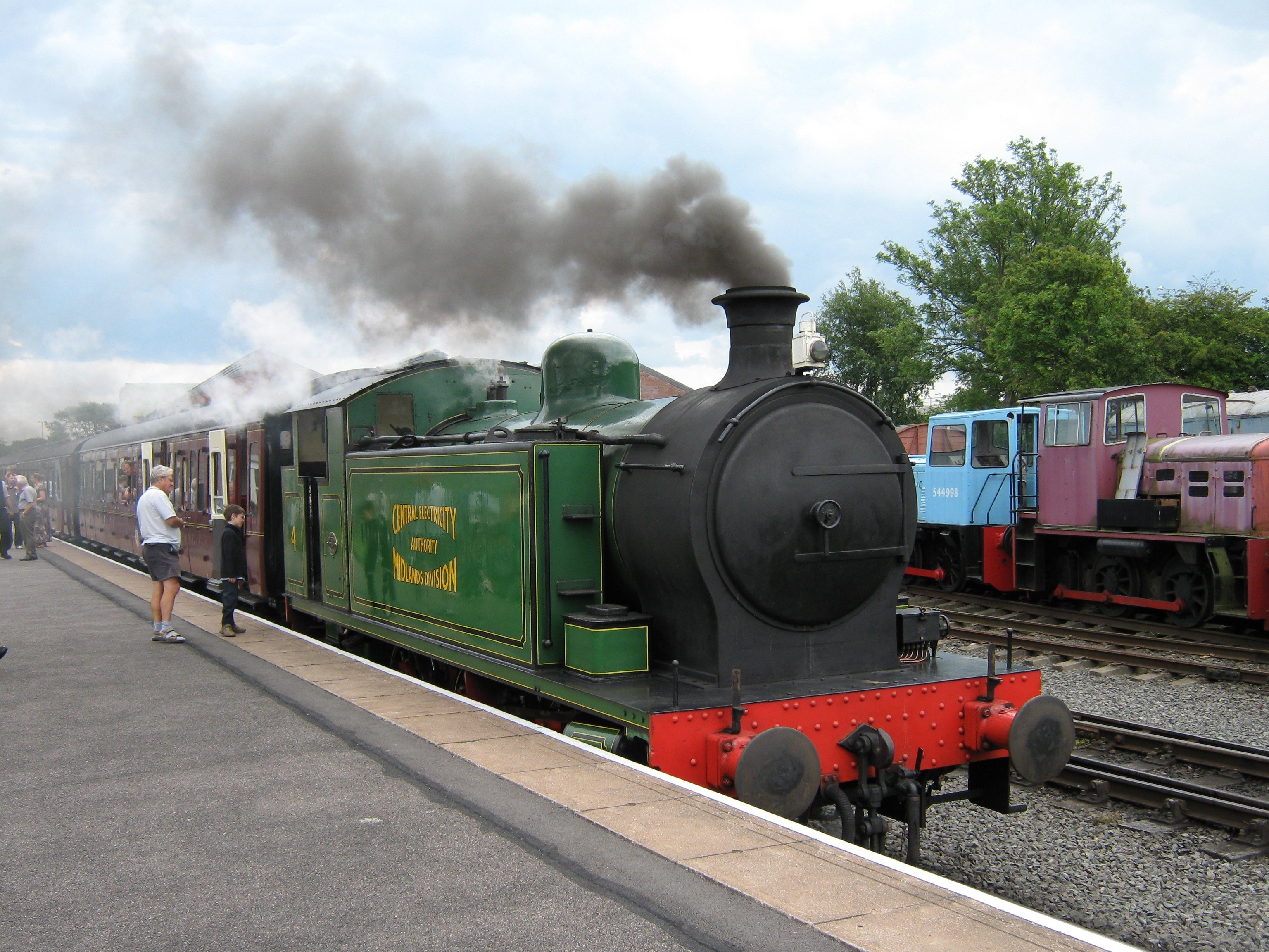 Steam train at a station