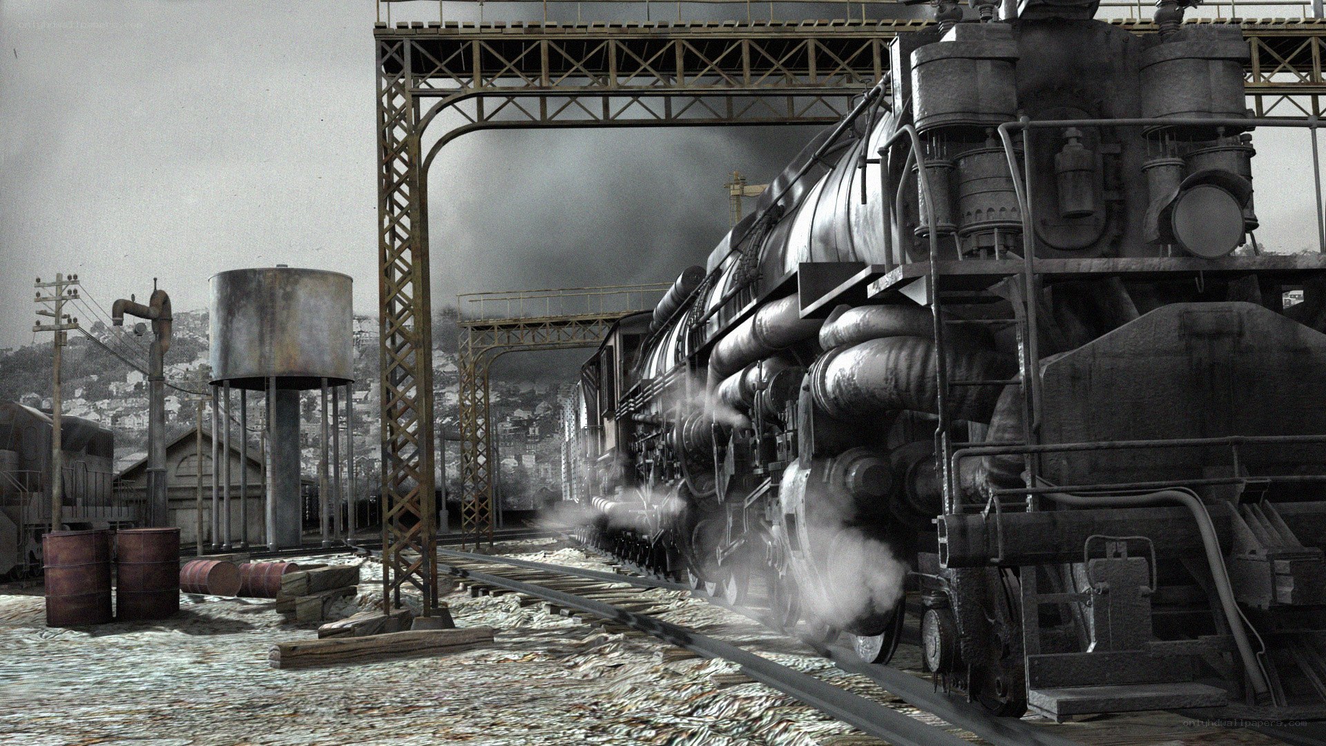 steam train at industrial yard