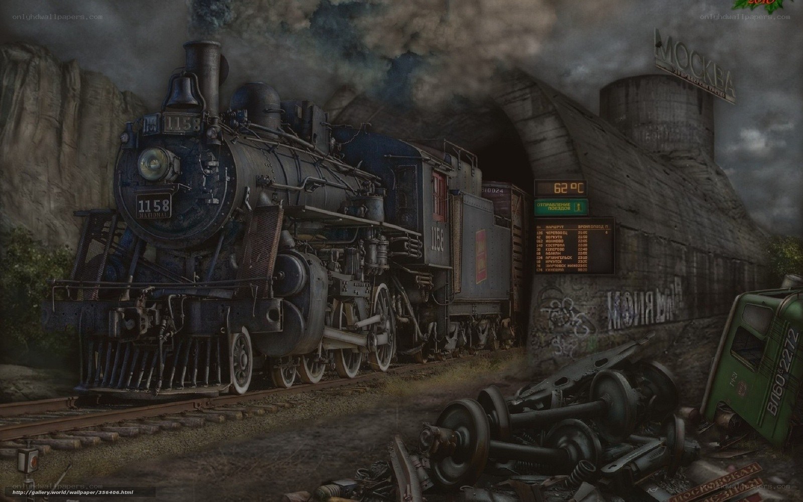 Steam train at Moscow station