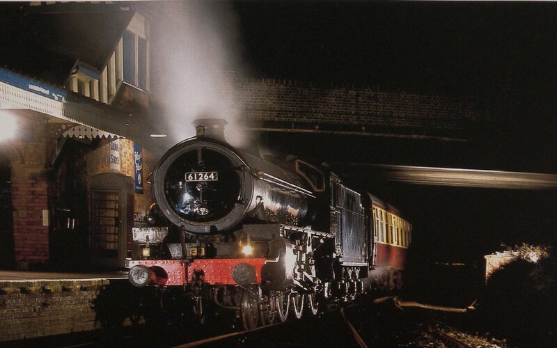 Steam train at night
