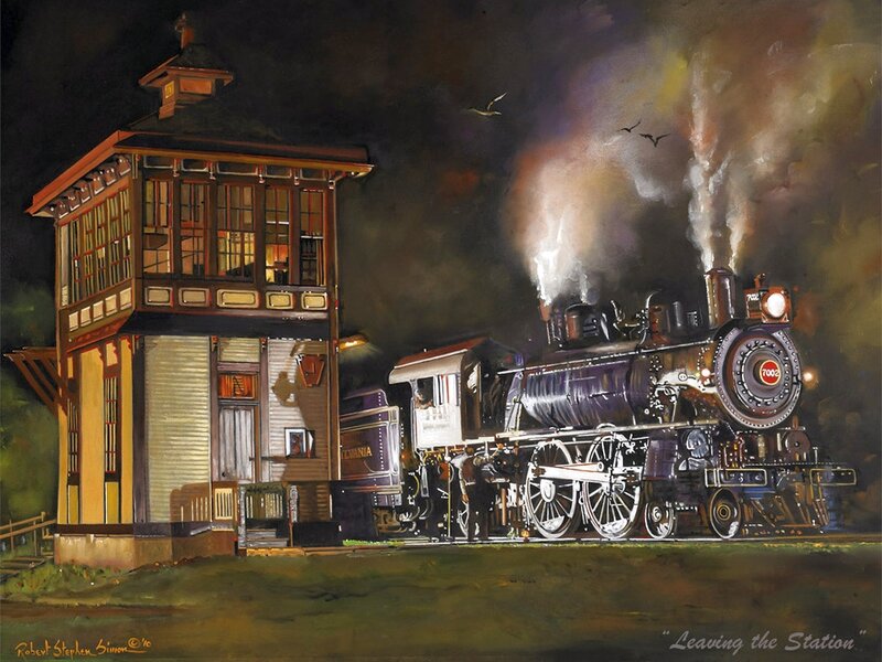 Steam Train at Night — Black, Dramatic