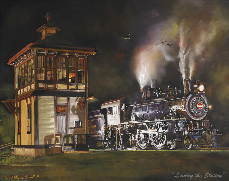 Steam Train at Night — Black