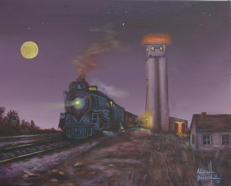Steam Train at Night — Purple