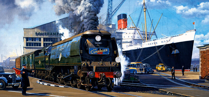 Steam Train at Port — Green