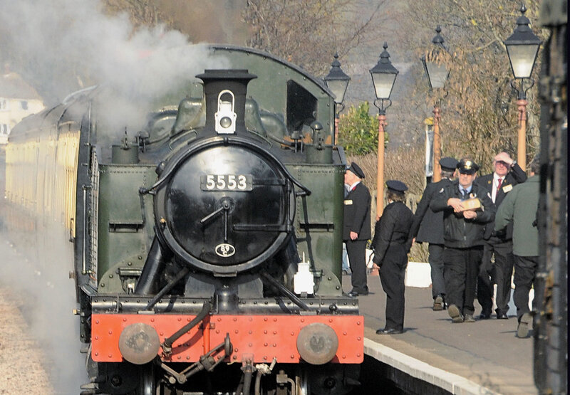 Steam train at station