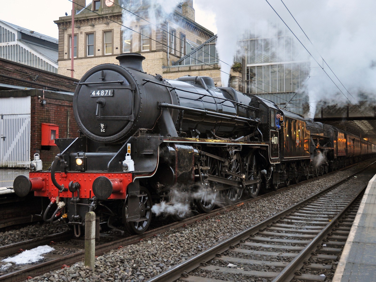 Steam train at station