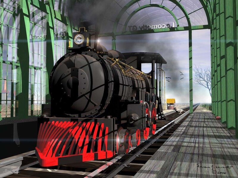 Steam train at station