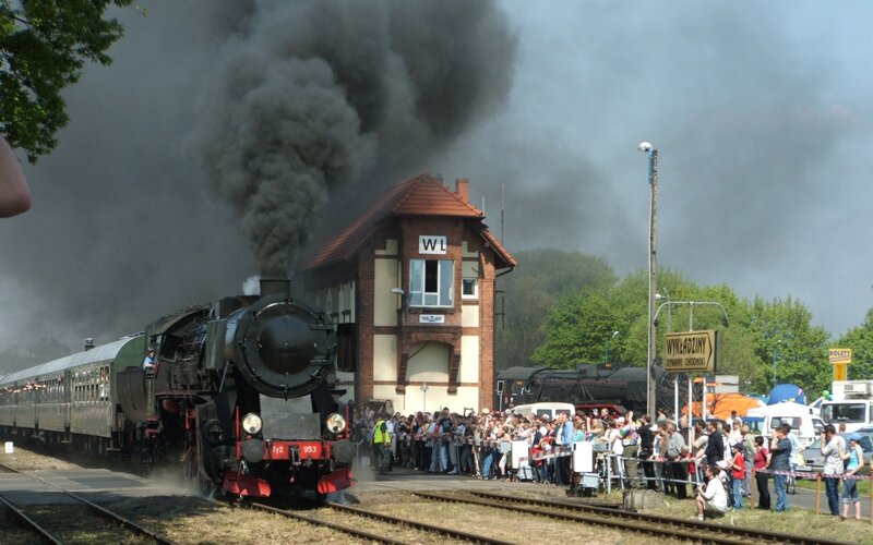 Steam Train at Station — Black, Dramatic, Afternoon, Photograph