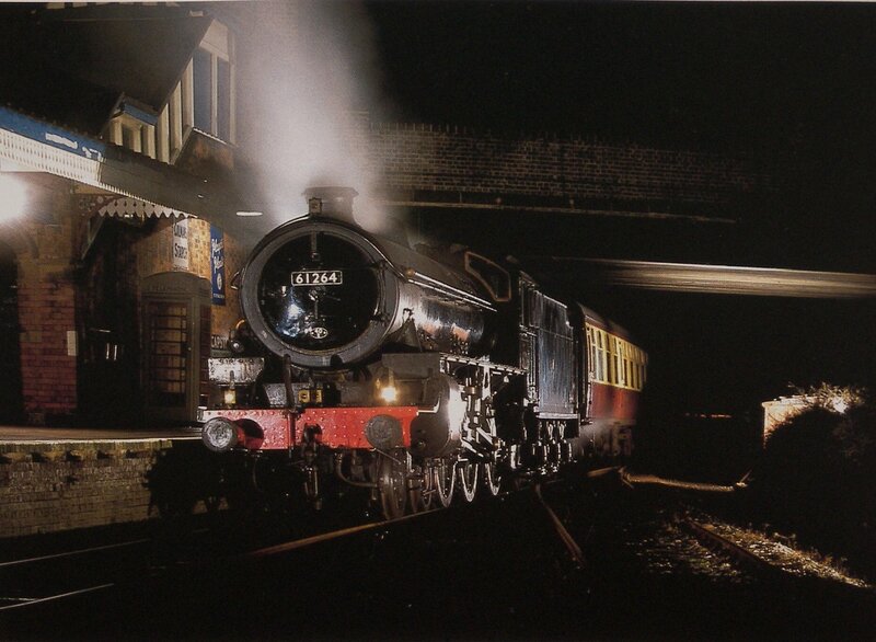 Steam Train at Station — Black, Dramatic, Night, Photograph, Bridge