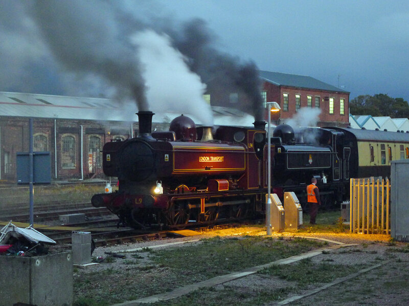 Steam Train at Station — Black, Dramatic, Night