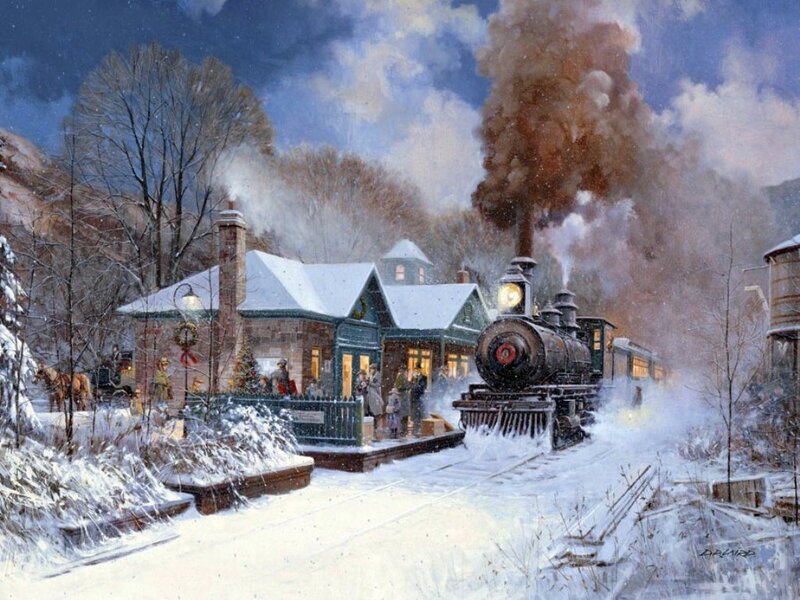 Steam Train at Winter Station