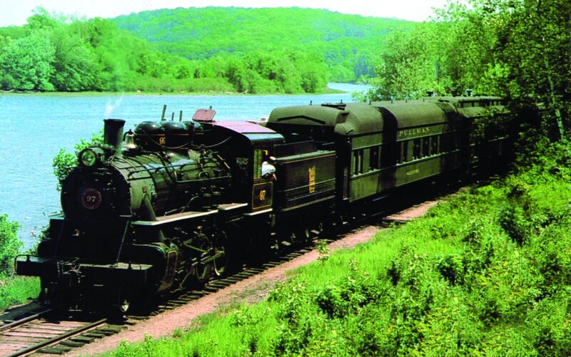 Steam train by the river