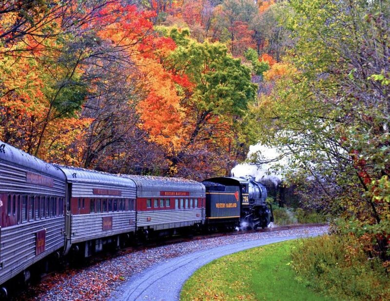 Steam Train in Autumn — Orange