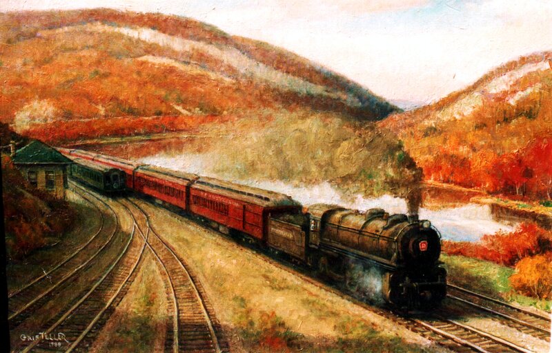 Steam Train in Autumn — Red