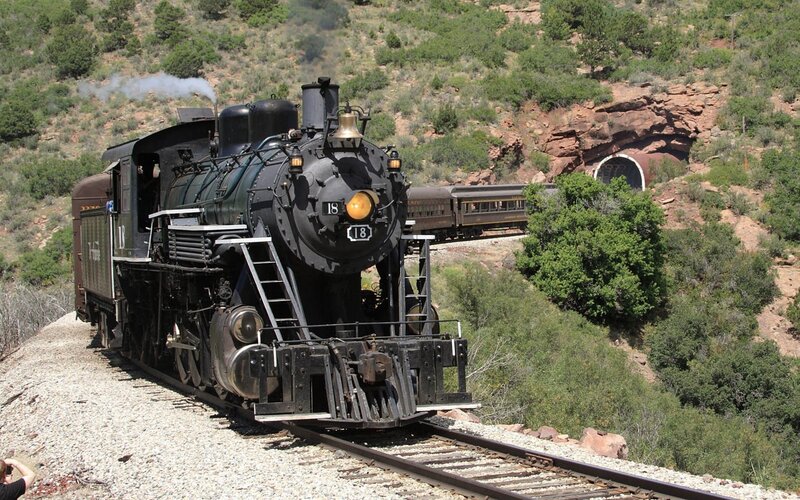 Steam train in canyon