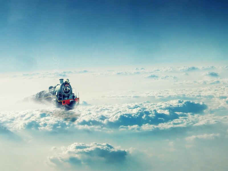 Steam Train in Clouds