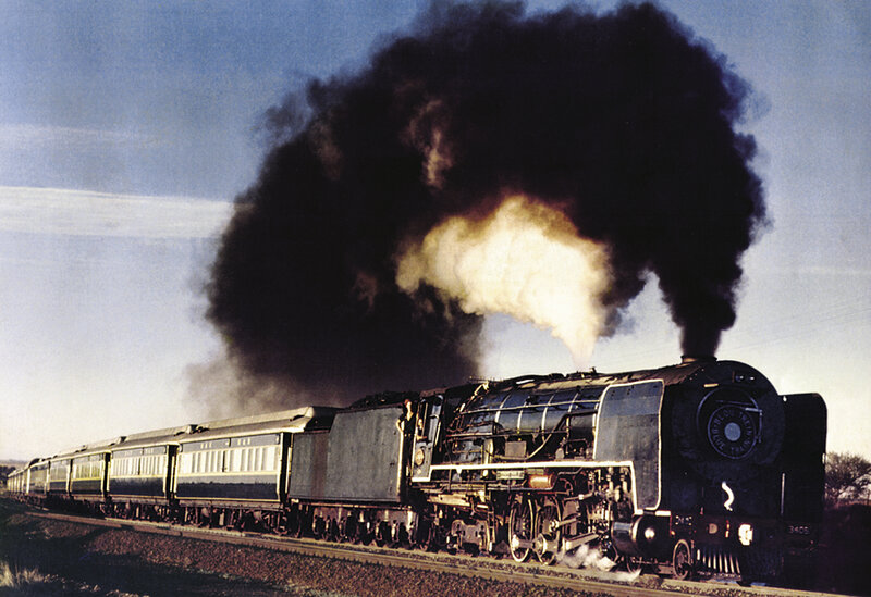 Steam train in motion