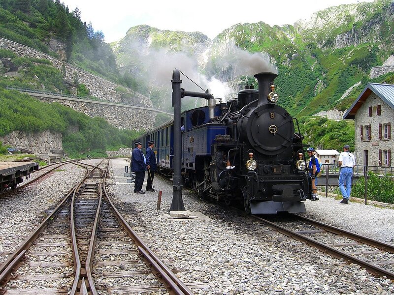Steam Train in Mountains