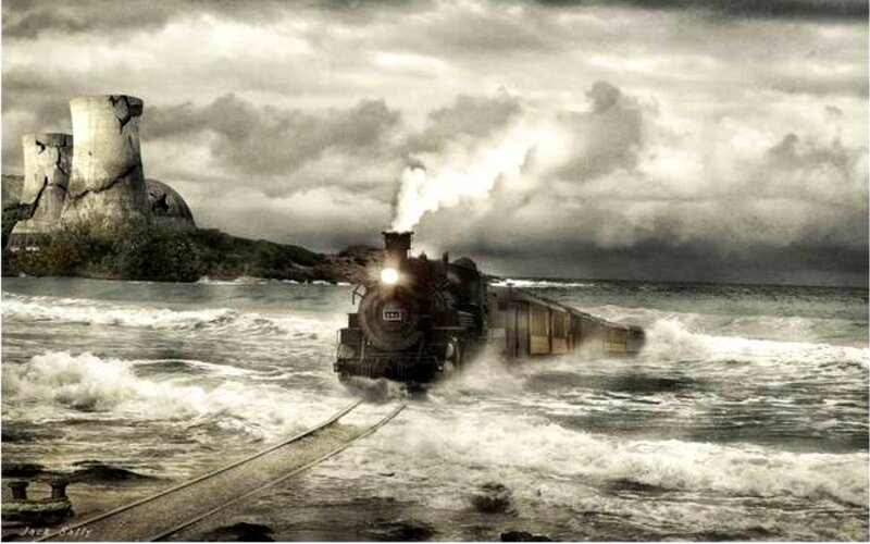 Steam Train in Ocean