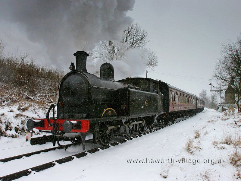 Steam Train in Snow — Black, Cold, Winter, Photograph, Smoke