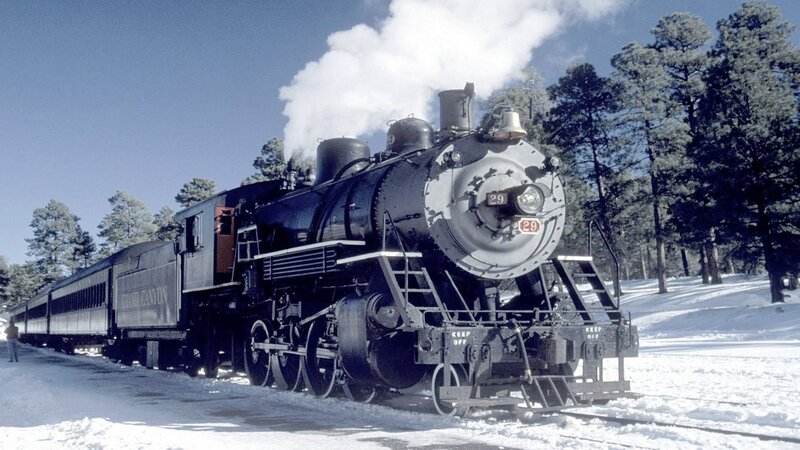 Steam Train in Snow — Black, Serene