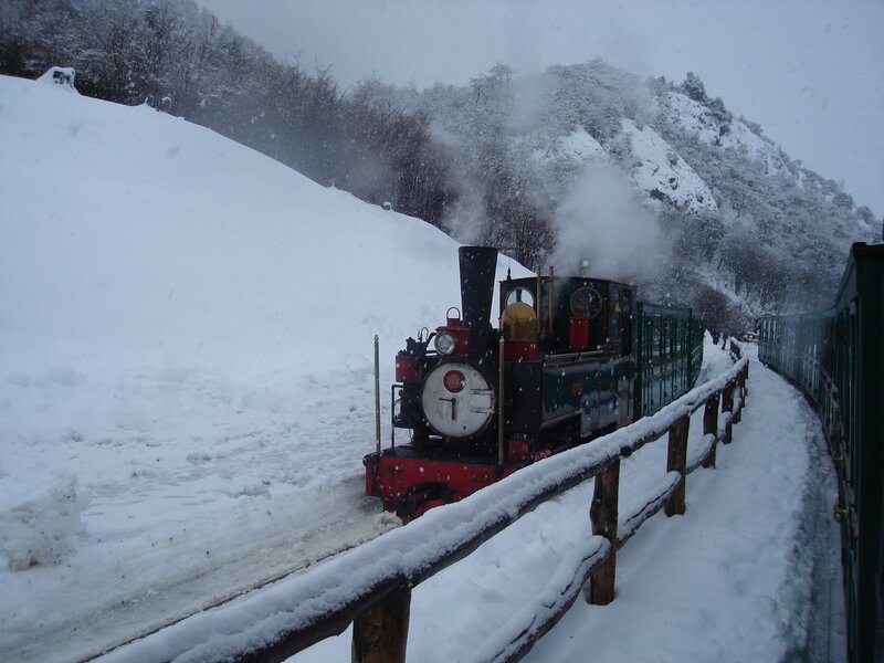 Steam Train in Snow — White, Cold, Winter, Photograph, Mountain