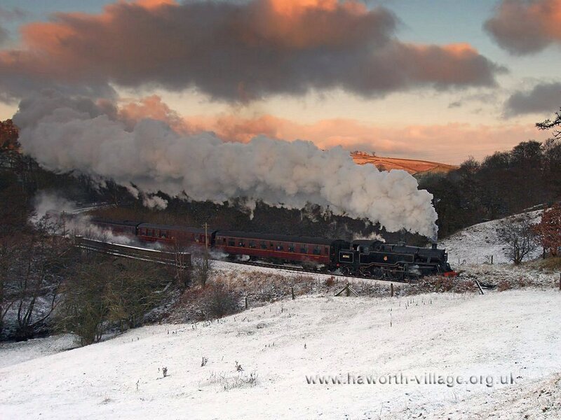 Steam Train in Snow — White, Dramatic, Winter, Photograph, Clouds